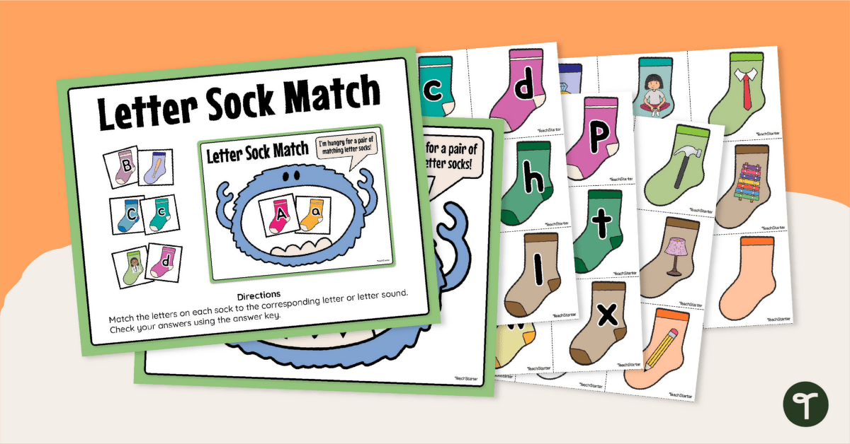 Sock Letter Matching Activity teaching resource