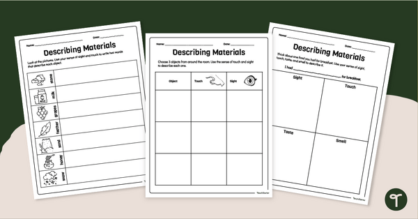 Go to Describing Matter Properties Worksheet Pack (1-2) teaching resource