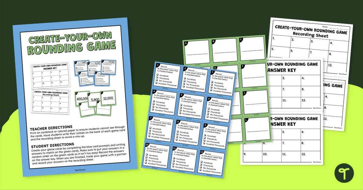 Rounding Whole Numbers Game — Create-Your-Own! teaching resource