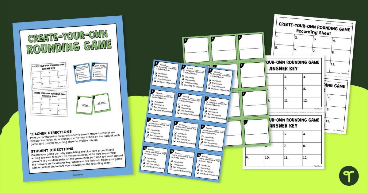 Rounding Whole Numbers Game — Create-Your-Own! teaching resource