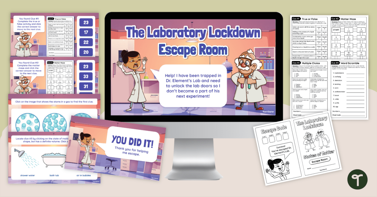 States of Matter Escape Room - The Laboratory Lockdown teaching resource