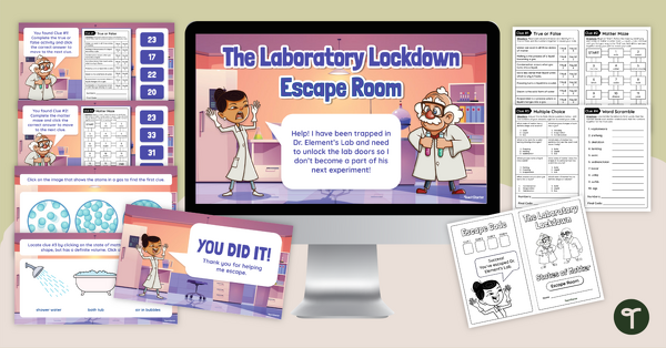 Go to States of Matter Escape Room - The Laboratory Lockdown teaching resource