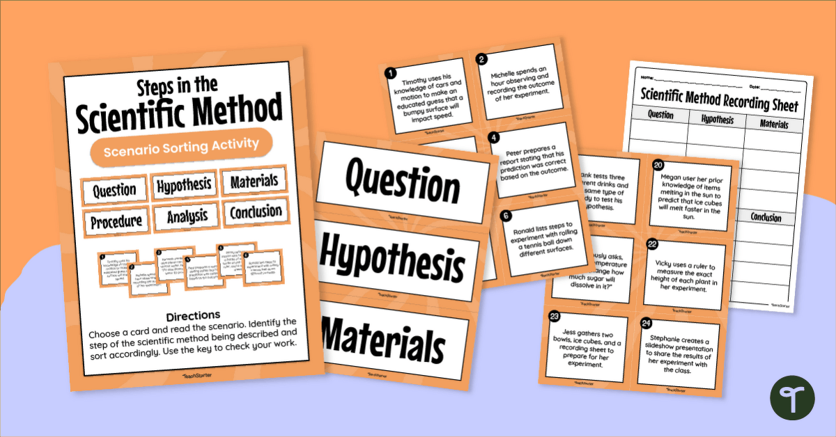 Scientific Investigation Scenarios - Sorting Activity teaching resource