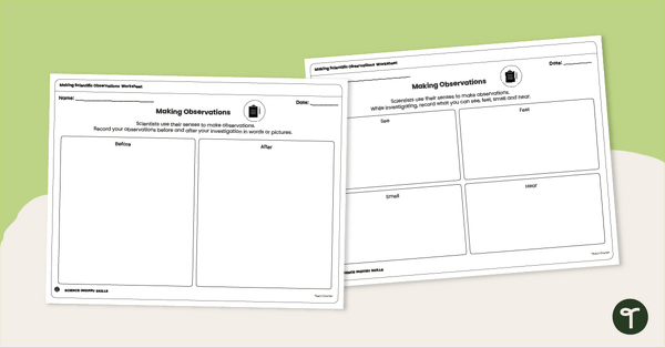 Go to Making Scientific Observations Worksheets teaching resource