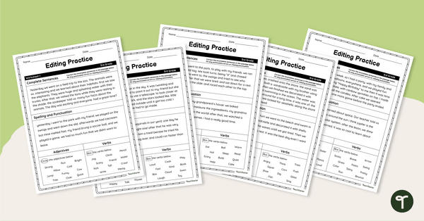 Go to 3rd Grade Editing Practice Worksheets teaching resource