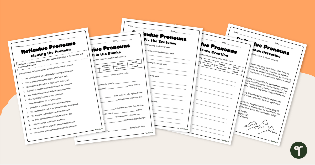 Reflexive Pronouns Worksheet Pack teaching resource