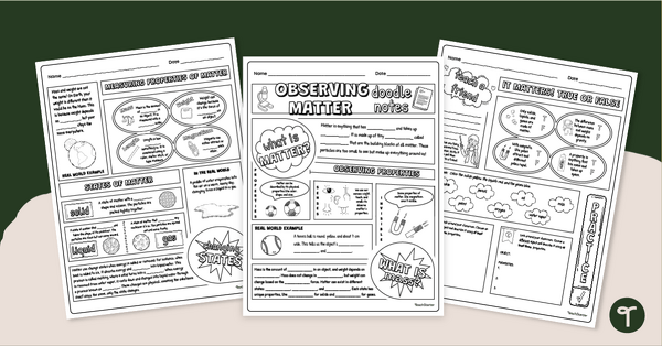 Go to Observing Matter Doodle Notes Templates teaching resource