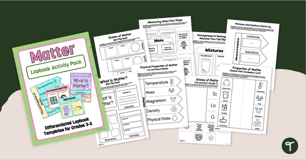 Go to Matter Lapbook - Foldables for Science teaching resource