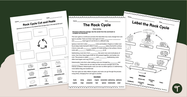 Go to The Rock Cycle Worksheet Pack teaching resource