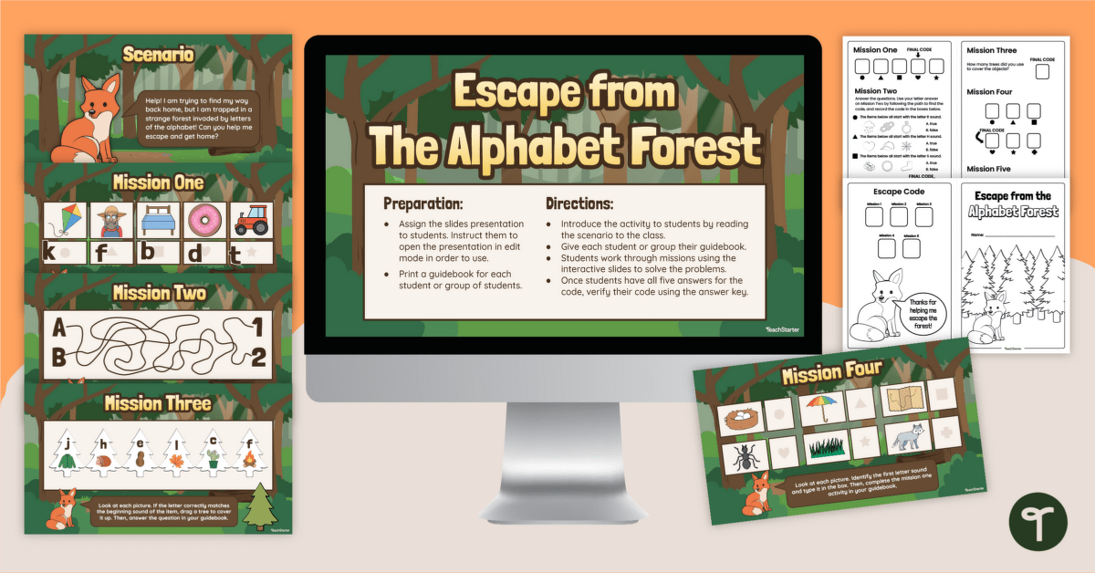 Digital Escape Room for Kids - Alphabet Sounds teaching resource