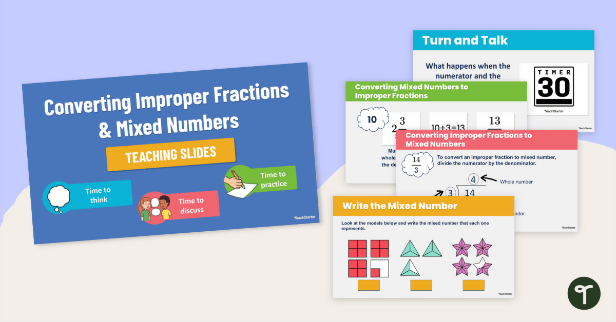 Converting Mixed Numbers to Improper Fractions PPT teaching resource