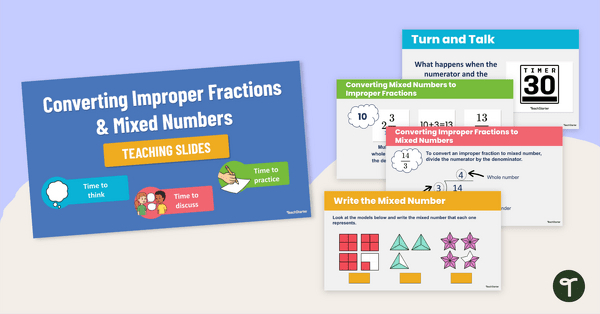 Go to Converting Mixed Numbers to Improper Fractions PPT teaching resource