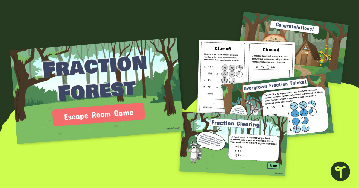 Changing Improper Fractions to Mixed Numbers Game (Escape Room) teaching resource