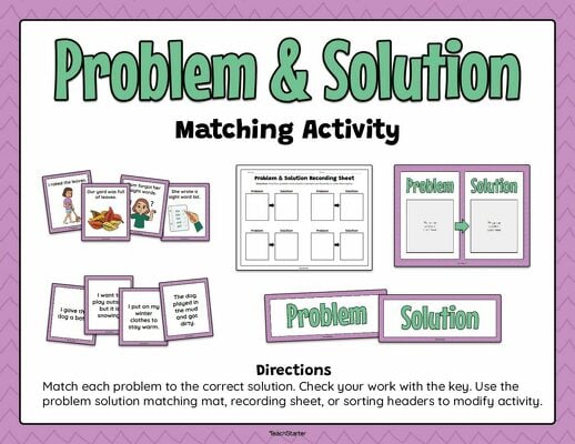 Story Problem and Solution Matching Activity teaching resource