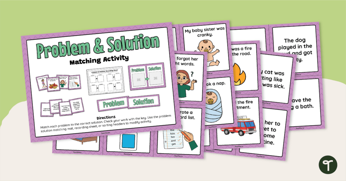 Story Problem and Solution Matching Activity teaching resource