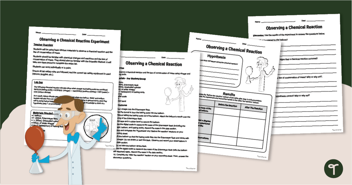 Observing Chemical Reactions Experiment for Kids teaching resource