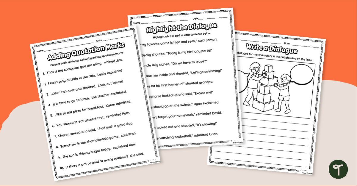 Free Talking Marks Worksheets teaching resource