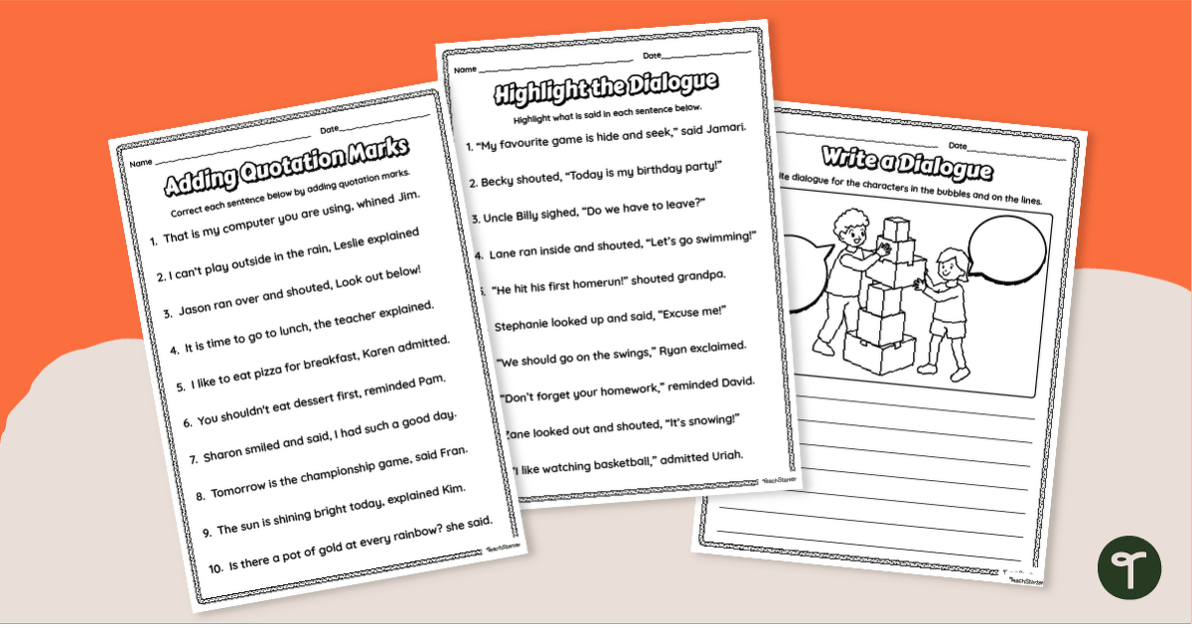 Free Talking Marks Punctuation Worksheets teaching resource