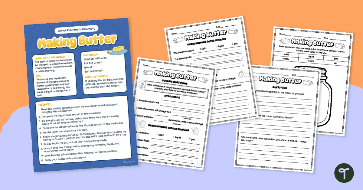 Making Butter in a Jar – States of Matter Lab Activity teaching resource