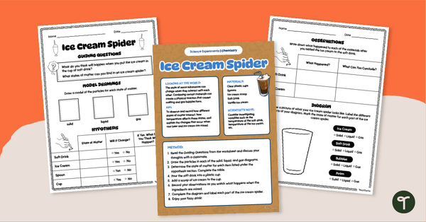 Go to Making an Ice Cream Spider – Matter Experiment teaching resource