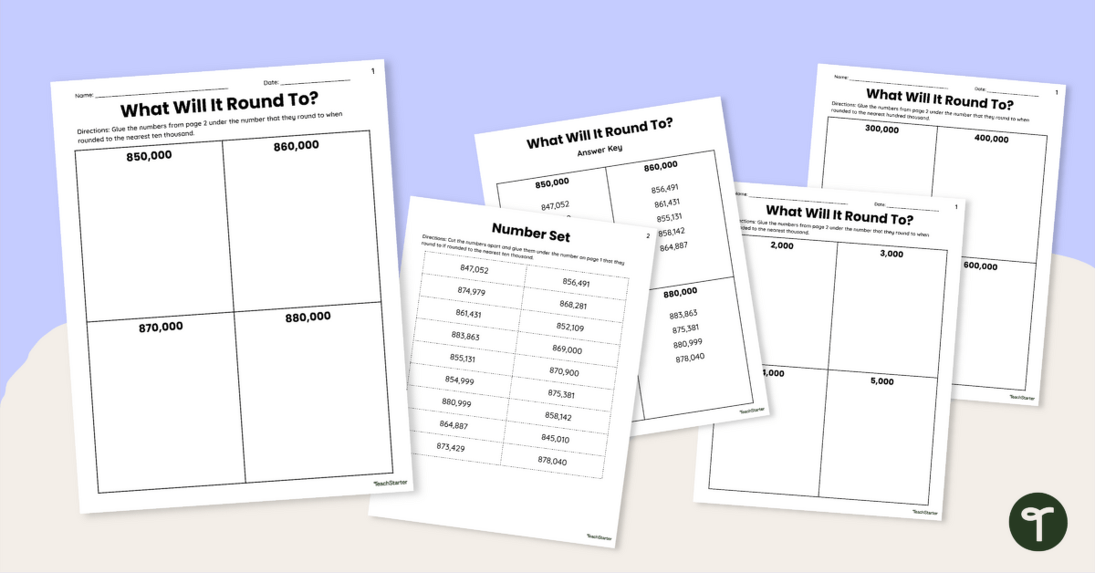 Rounding Whole Numbers Worksheets teaching resource