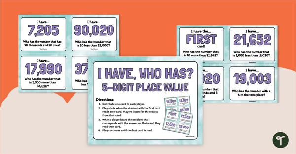 Go to 5-Digit Place Value Math Game - I Have, Who Has? teaching resource