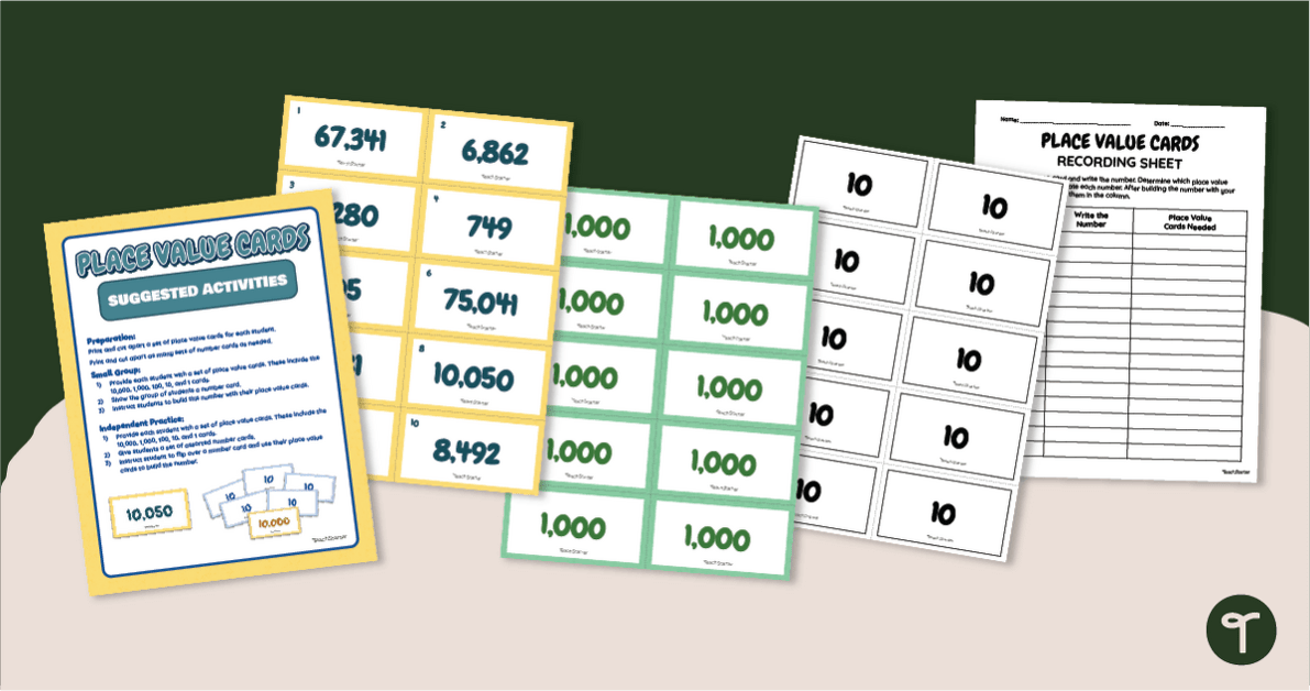 Place Value Cards - 10,000; 1,000; 100; 10; 1 teaching resource