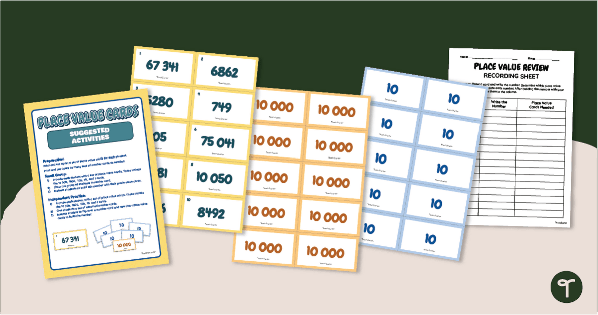 Place Value Cards - 10 000, 1000, 100, 10, 1 teaching resource