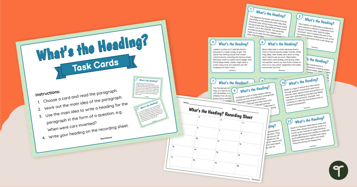 What’s the Heading? Task Cards teaching resource