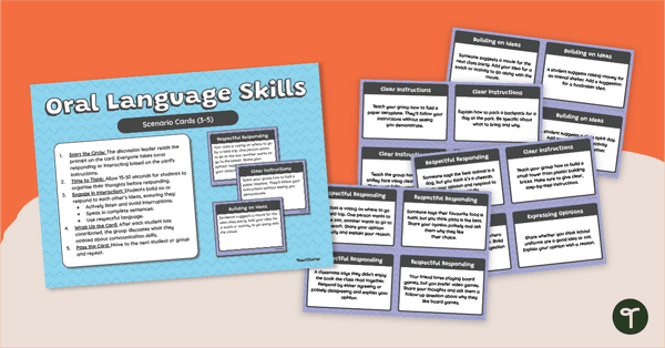 Go to Oral Language Skills Task Cards (3-5) teaching resource