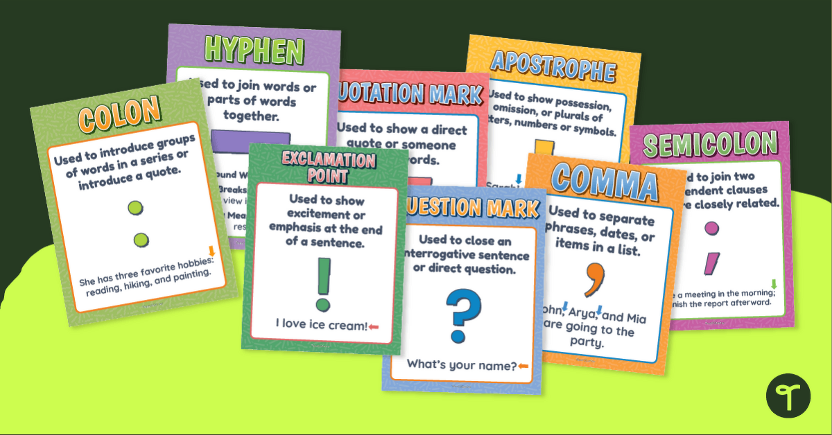 Proper Punctuation Chart Pack - Upper Elementary teaching resource