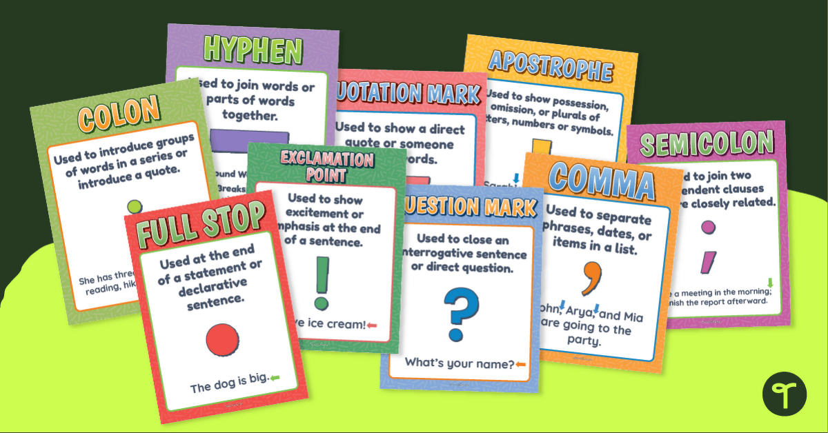 Proper Punctuation Chart Pack - Upper Primary teaching resource