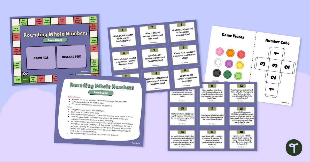 Rounding Numbers Game (Whole Numbers) teaching resource