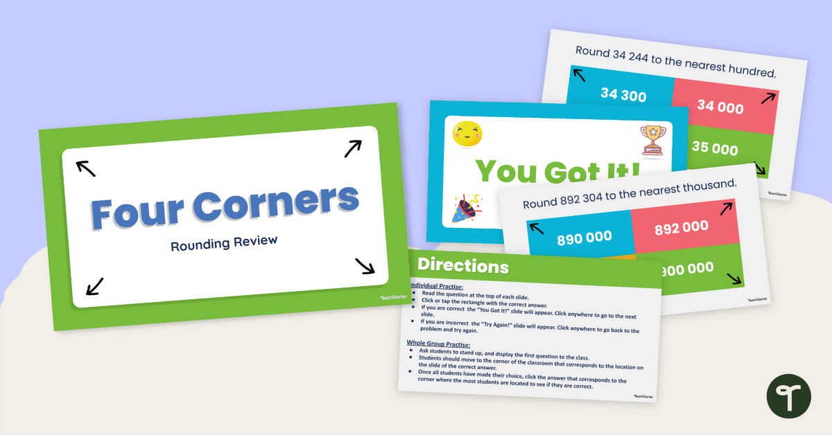 Interactive Rounding Game — "Four Corners" teaching resource