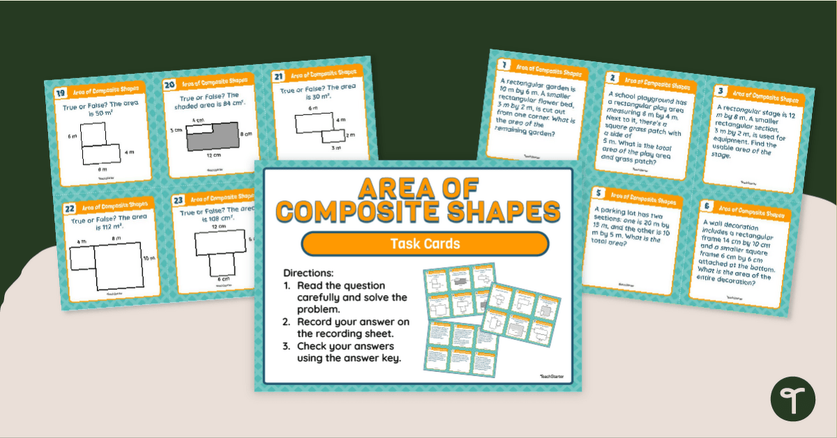 Finding the Area of Composite Shapes Task Cards teaching resource