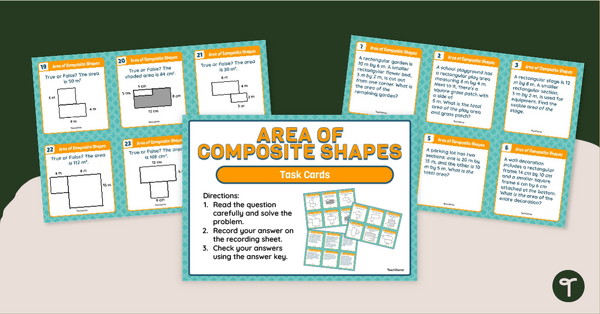 Go to Finding the Area of Composite Shapes Task Cards teaching resource