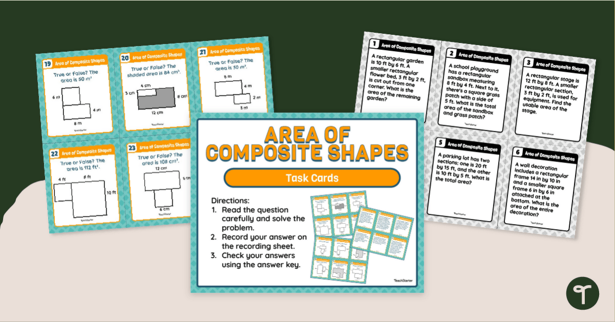 Finding the Area of Composite Shapes Task Cards teaching resource