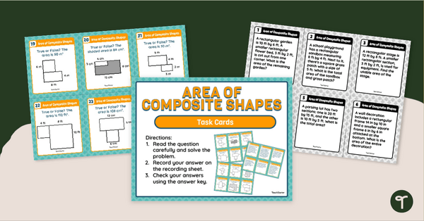 Go to Finding the Area of Composite Shapes Task Cards teaching resource