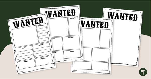 Go to Printable Wanted Poster Template Pack teaching resource