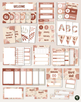 Boho Neutral Classroom Decor Theme Bundle teaching resource