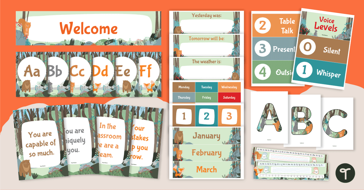 Woodland Friends - Forest Theme Classroom Decor Bundle teaching resource