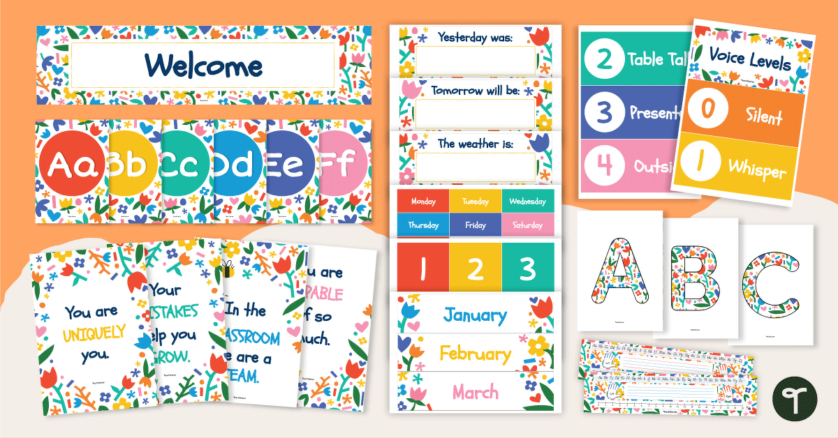 Floral Kindness Classroom Theme Decor Bundle teaching resource