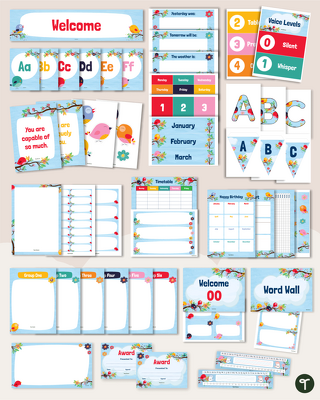 Bird Classroom Theme Decor Bundle teaching resource