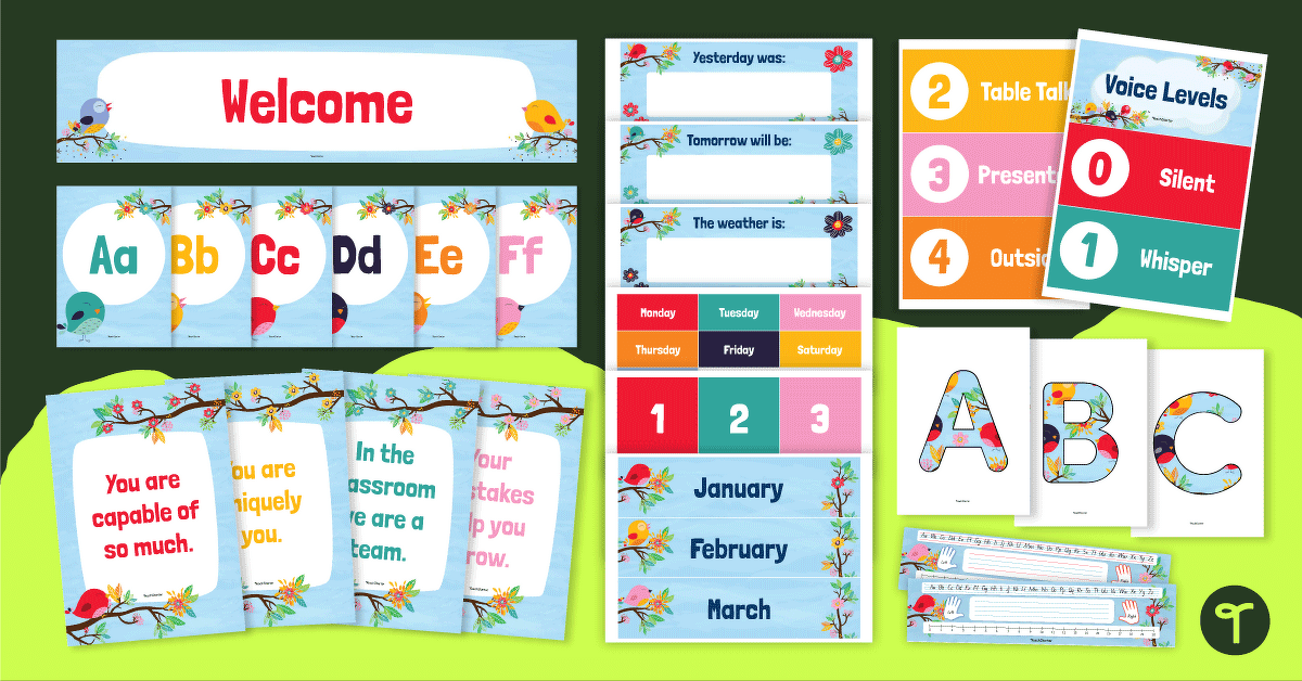 Bird Classroom Theme Decor Bundle teaching resource