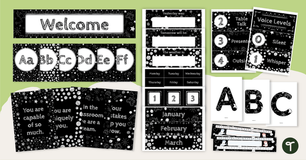 Go to Vintage Chalkboard - Black and White Classroom Decor Theme Bundle teaching resource