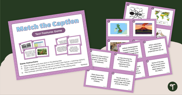 Go to Caption Text Feature Matching Game teaching resource