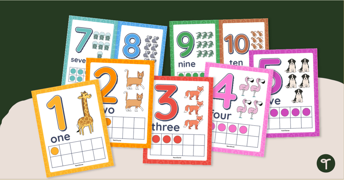 Animal-Themed Number Posters (0-10) teaching resource