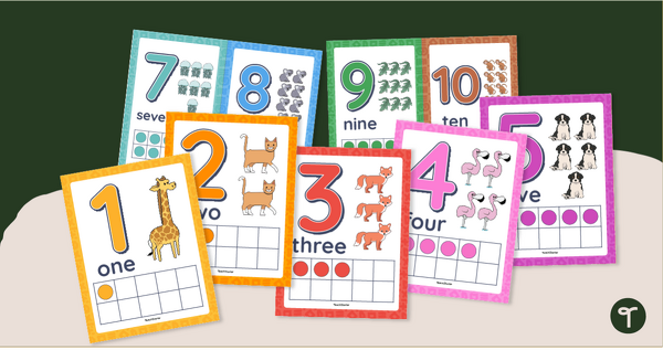 Go to Animal-Themed Number Posters (0-10) teaching resource