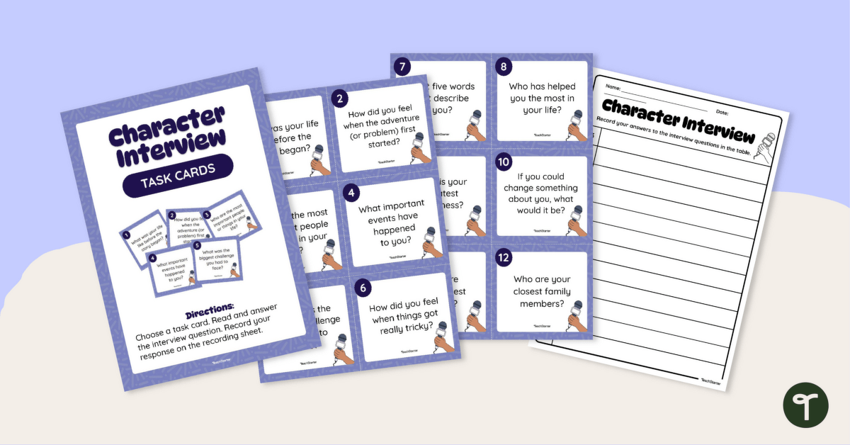 Character Interview Task Cards teaching resource