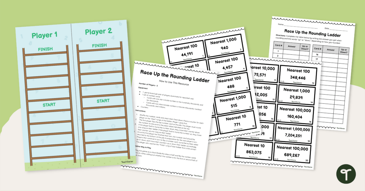 Rounding Games for 4th Graders — Race Up the Rounding Ladder! teaching resource